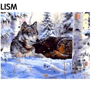 

DIY Painting By numbers Resting Wolf Animals Acrylic Paint for adult On Canvas Kits Coloring By Numbers For Home Decors