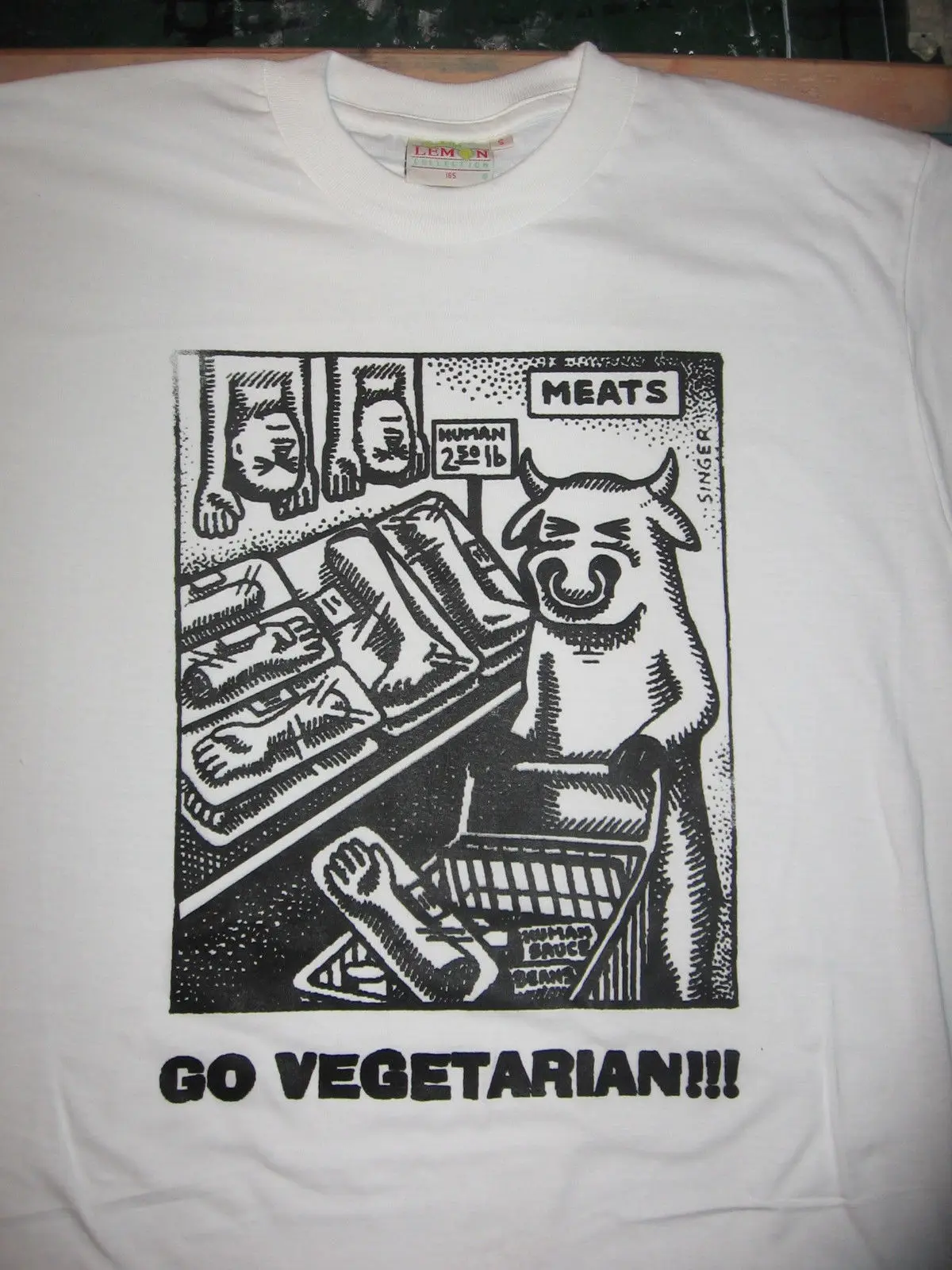 

GO VEGETARIAN T-SHIRT/vegan/animal liberation/alf/cruelty free/earth/comics/DIY Cartoon t shirt men Unisex New Fashion tshirt