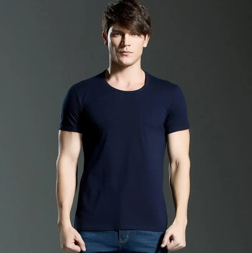 CKAHSBI Hot Quick Dry Compression Sport Shirt Men Running Fitness T Shirt Tight Basketball Gym Sportswear Men Short Sleeves XXL - Цвет: Q255 Blue Round neck