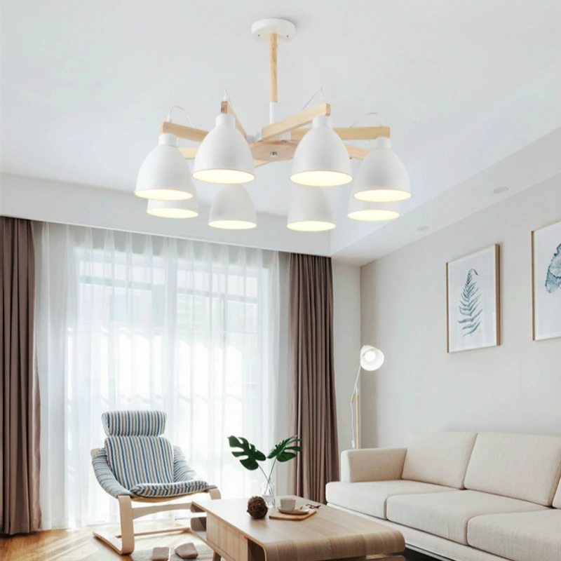 

Nordic Chandelier E27 With Iron Lampshade For Living Room Suspendsion Lighting Fixtures Lamparas Colgantes Wooden Lustre