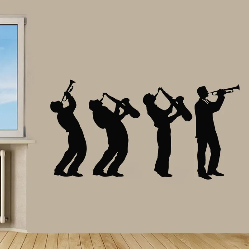 

ZOOYOO Musician Wall Stickers Music Group Art Design Boys Playing Saxophone Wall Decals Decor Living Room Bedroom Wall Murals
