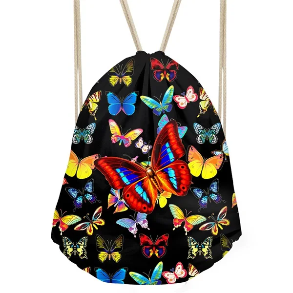 INSTANTARTS 3D галактика бабочка печати женские мешки с кулиской многофункциональные сумки для хранения повседневные Простые мягкие рюкзаки для девочек - Цвет: CC3010Z3