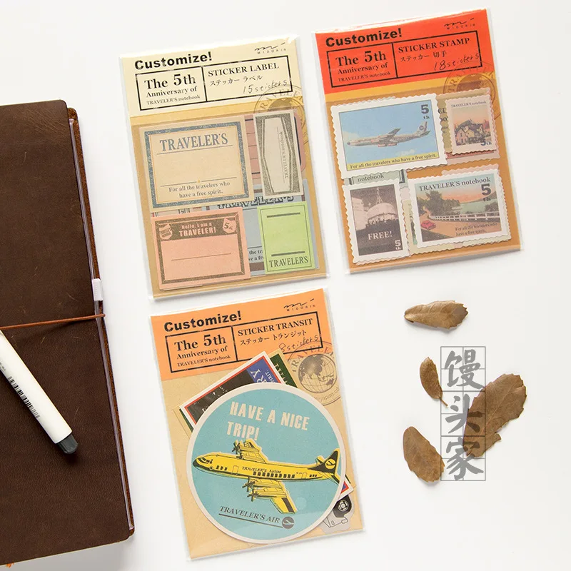 vintage stamps stickers travelers notebook retro aircraft design