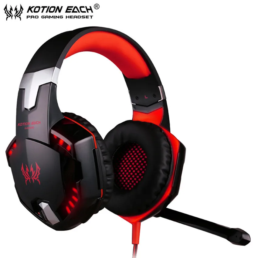 Red No Retail Box KOTION каждый G2000 шлем Игровые наушники лучший PC Gamer стерео гарнитура с микрофоном светодиодный свет для компьютера/ноутбука - Цвет: Red No Retail Box