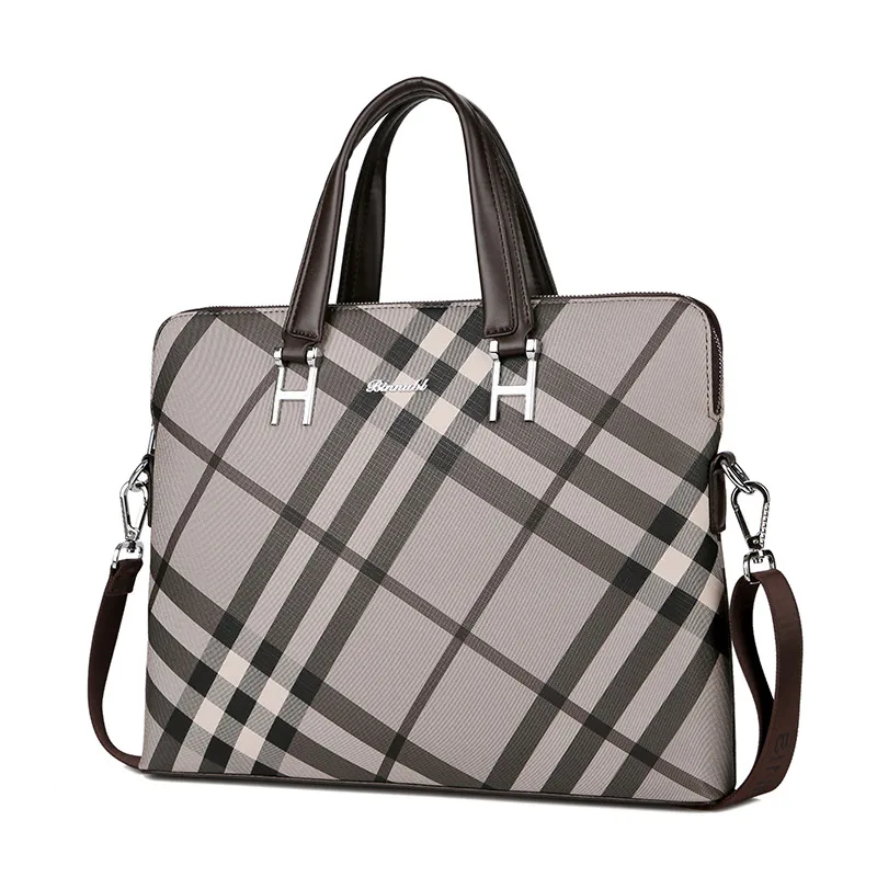 

Business Plaid Men's Briefcase Luxury Brand Men's Laptop Bag Fashion Large Men's Shoulder Bag