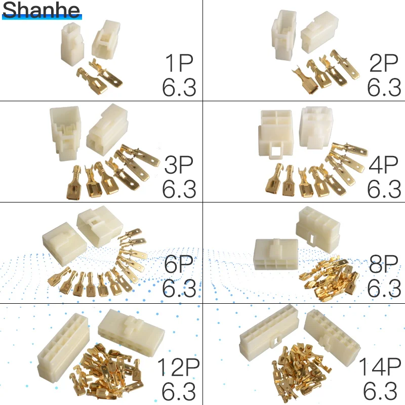5 компл. 6,3 мм 1P 2P 3P 4P 6P 8P 12P 14P pin/way обжимной клеммный разъем наборы мужской женский разъем для мотоцикла автомобиля