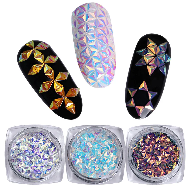 

3 Boxes/set AB Color Nail Sequins Chameleon Effect Iridescent Flakies Set DIY Manicure 3D Nail Art Decoration