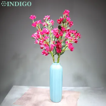

INDIGO -5pcs/Lot Peach Flower Silk Flower Long Stem Artificial Wedding Flower Party Event Fake Flower Cherry Pink Flower