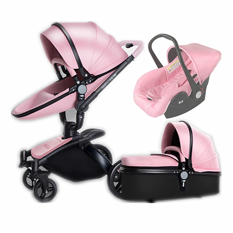 pink leather stroller