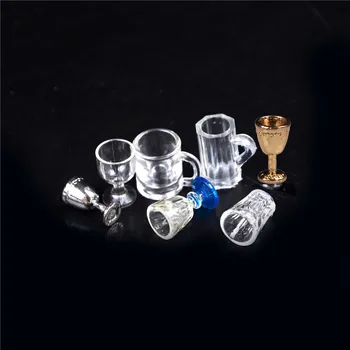 

Plastic 1:12 Scale 1/2Pcs Transparent Goblet Miniature Mini Wine Beer Cup Dollhouse Craft Home Decoration Glass Model DIY Parts