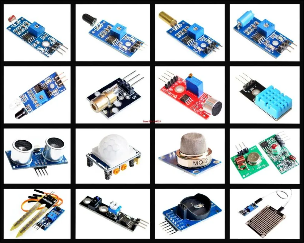 

16pcs/lot Raspberry pi 2 the sensor module package 16 kinds of sensor Free shipping