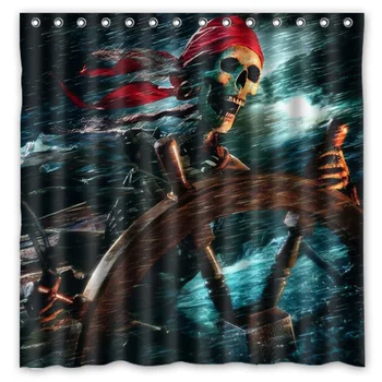 

Polyester Shower Curtain Pirate Skull Modern Design Waterproof Fabric Curtains For Bathroom 180x180cm Free Shipping