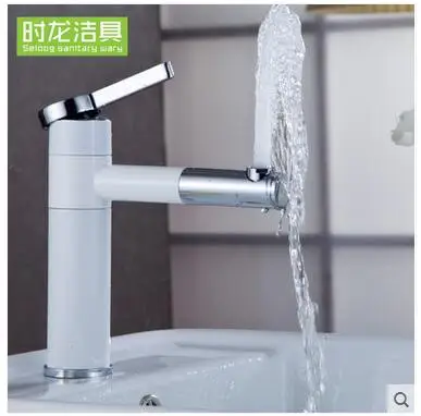 

Full copper cold hot hot water bibcock basin head basin single hole can rotate bathroom cabinet fashionable white