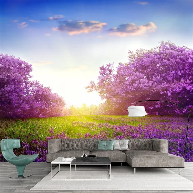 JiaSheMeiJu на заказ фото 3d обои для современной настенной росписи Восход фиолетовый фораль пейзаж Настенные обои для гостиная, холл