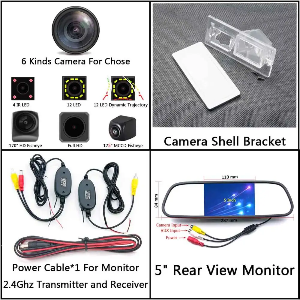 12 светодиодный автомобильный резервный траектория движения заднего вида Камера для Fiat Freemont 500 Dodge Journey JCUV 2010 2011 2012 2013 - Название цвета: Cam Wirelss 5 Mirror