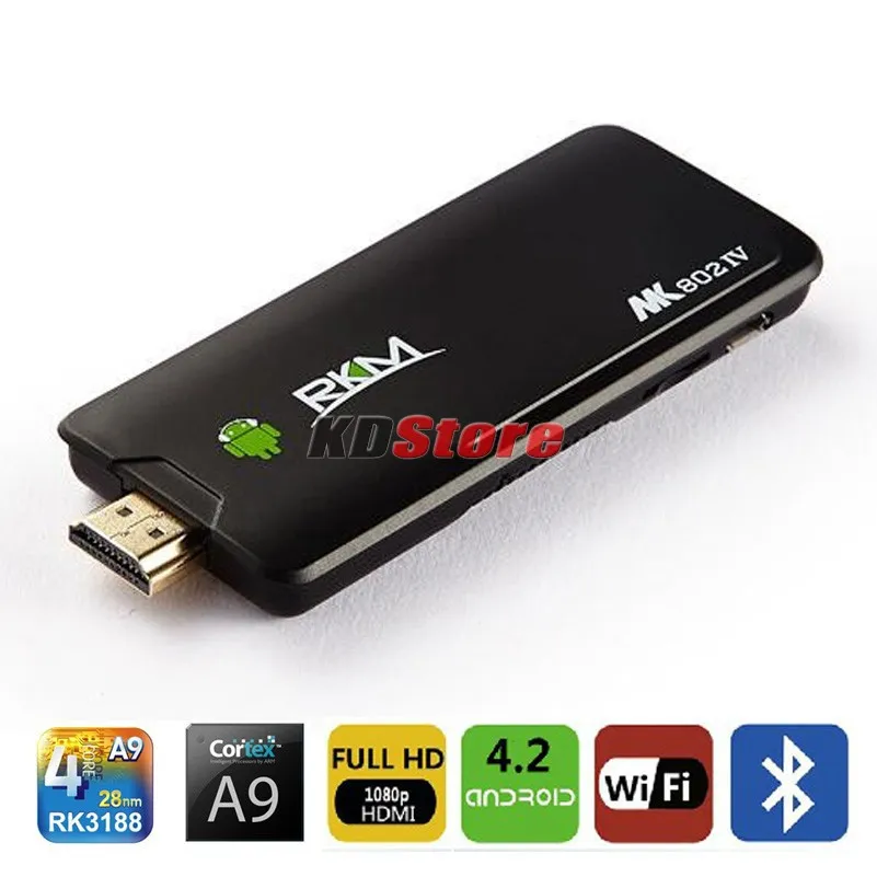 

Free Shipping Rikomagic MK802 IV Mini PC Smart TV Box Android 4.2 Quad Core RK3188 A9 1.6GHz 2GB RAM 16G HD (DW053) @CF