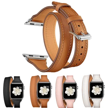 

ASHEI Luxury Leather Watch Strap For Apple Watch 4 Band 40mm 44mm Wrap Slim Bracelet For Apple watch series 42mm 38mm Straps