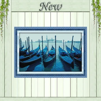 

Venice boats seaside scenery decor Painting Counted Printed on canvas DMC 14CT 11CT Cross Stitch Needlework Kits Embroidery Sets