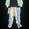 Techwear Style Rainbow Color Reflective Pants Men Women Punk Hip Hop Reflect Light Joggers Outdoor Casual Sport Windproof Pants 1
