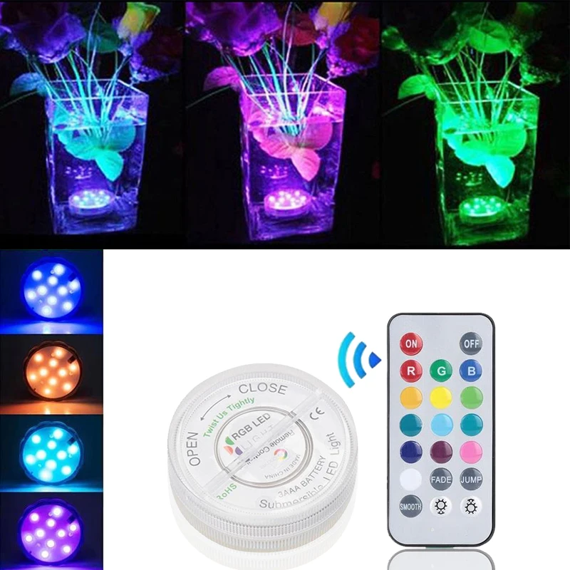 Светодиодный RGB погружная ваза кальянный свет лампы IP68 Водонепроницаемый вечерние Декор