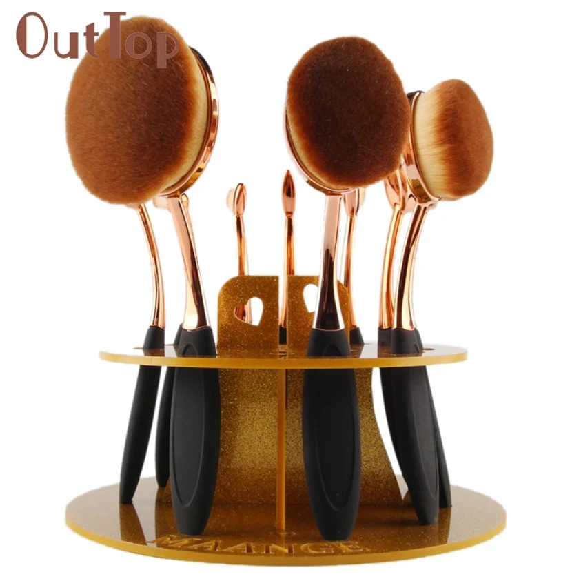 

OutTop 2018 Newly Levert Dropship 10 Hole Oval Makeup Brush Holder Drying Rack Organizer Cosmetic Shelf Tool 05.09