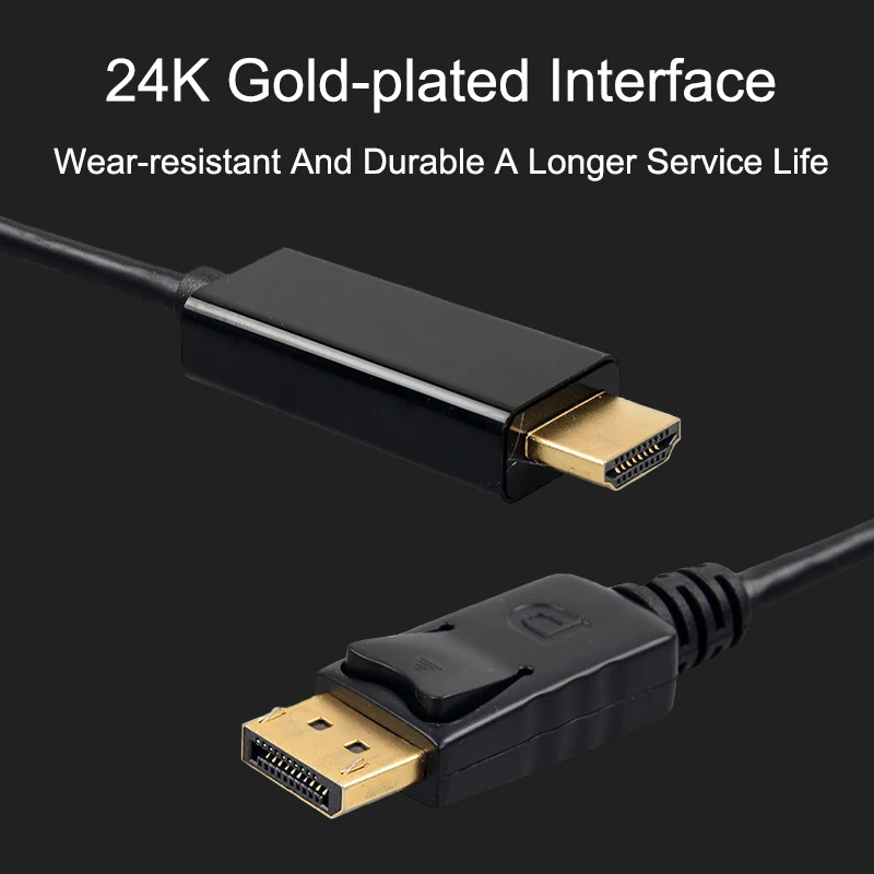 Gold-Plated-Displayport-DP-To-HDMI-Converter-Cable-Male-To-Male-1080P-1-8m-Audio-Video