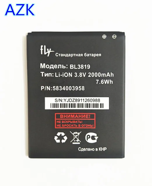 Новая батарея AZK BL3819 2000 мАч для Fly IQ4514 Quad EVO Tech 4 IQ 4514 3819 стандартная батарея|mobile phone