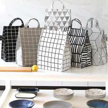 

Simple Fashion Geometric Lunch Bag Insulation Waterproof Portable Thermal Food Picnic Insulation Bag Lunch Bag For Women Kids#y3