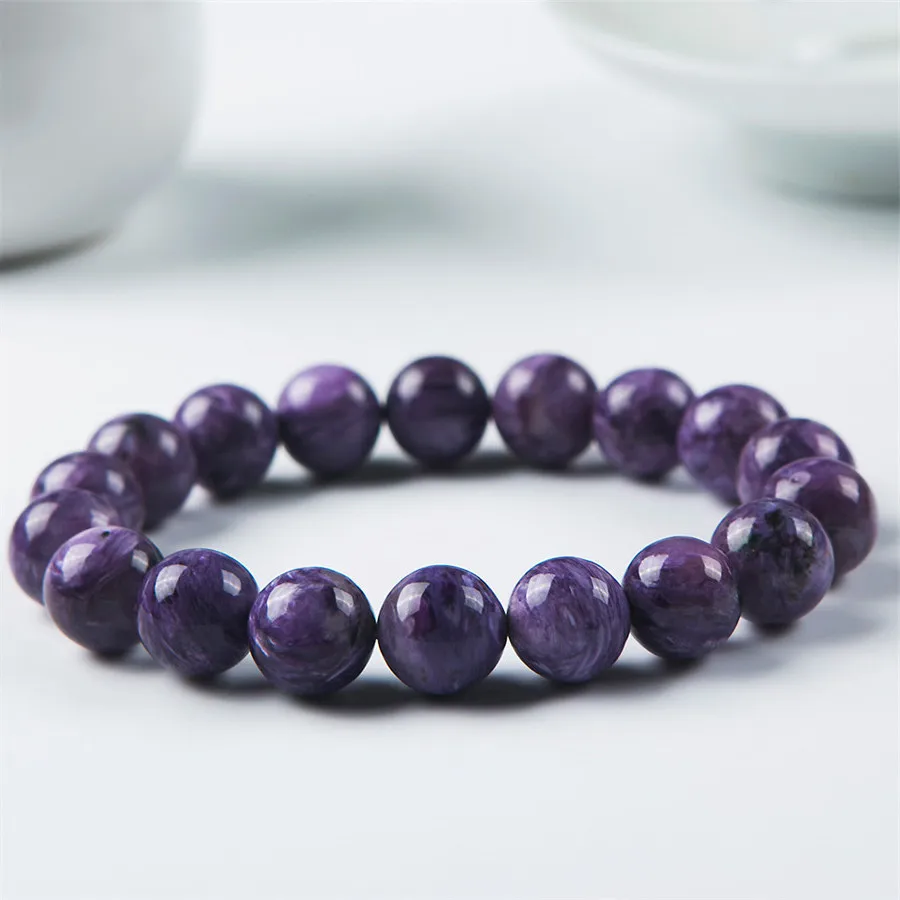 

100% Genuine Natural Purple Charoite Bracelet 11mm Gems Round Loose Beads Jewelry Charm Bracelets Aaaaa Drop Shipping