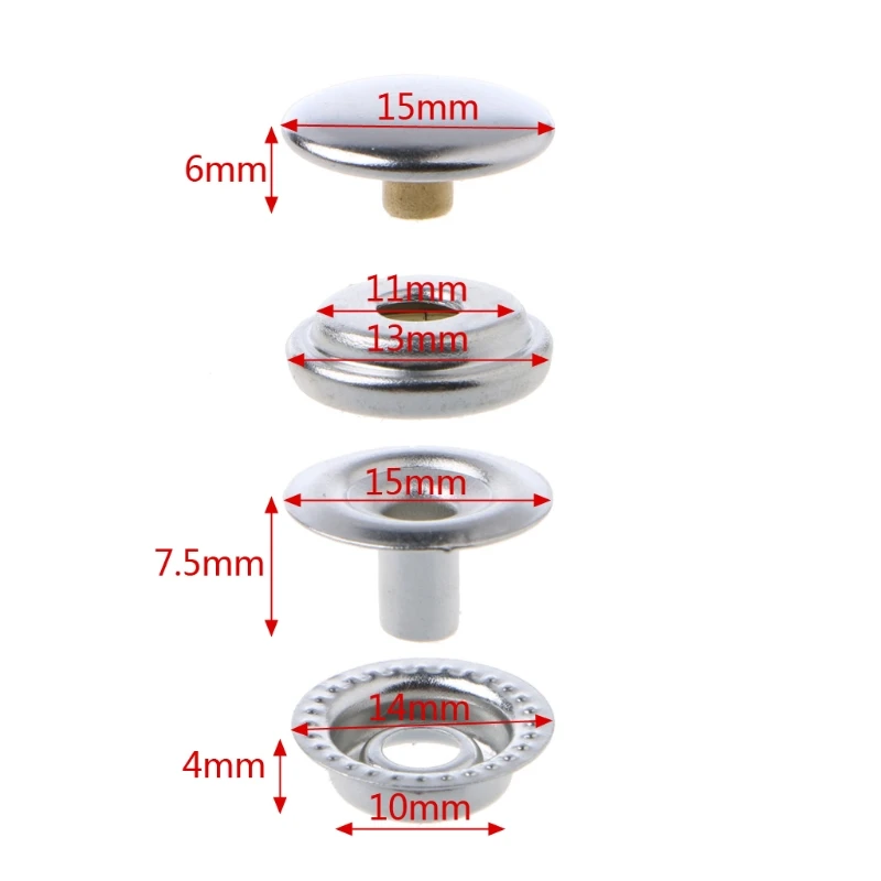 Новинка,, 100 шт., нержавеющая сталь, застежка-защелка, пресс-кепки с заклепками, пуговица, парусиновая лодка высокого качества