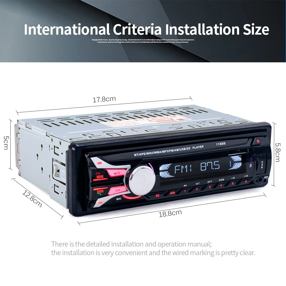 OllyMurs fm-радио 12 в Bluetooth V2.0 Съемная передняя панель Авто аудио стерео SD MP3 плеер AUX USB Hands-free вызов XQ-50