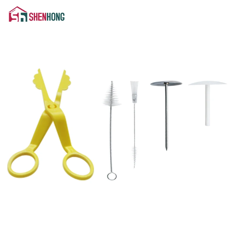 

SHENHONG 1 Pieces Dessert Decorators Tools Cake Decorating Scissors Cake Flower Stand Nail Nozzle Clean Brush