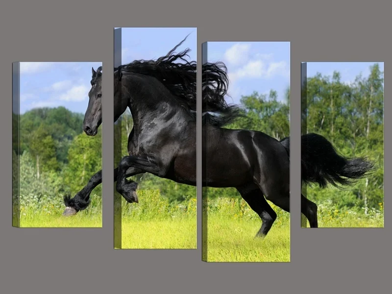 Unframed 4 Pieces/Set High Quality Art Pictures Running Horse Large HD Modern Home Wall Decor Animal Canvas Printing Painting | Дом и сад