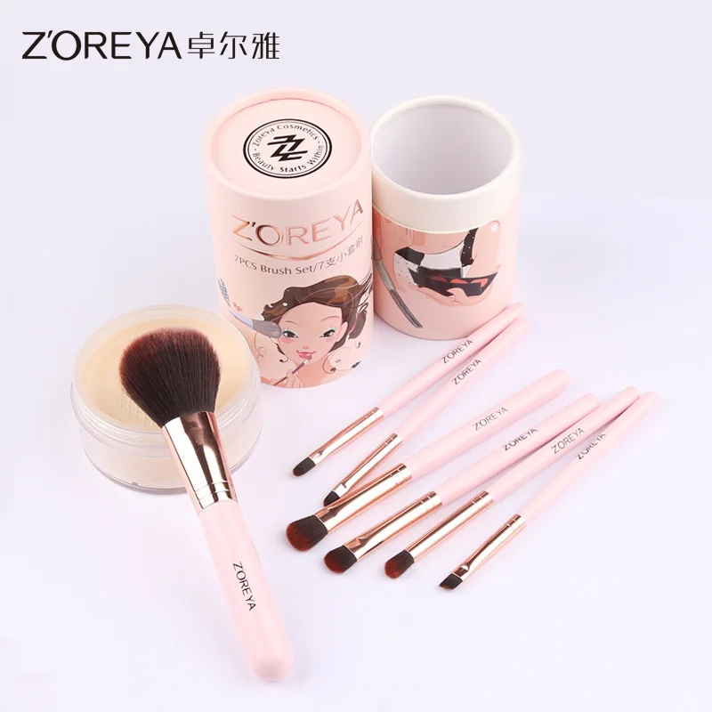 

Make Up Brush Set Container 7PCS Makeup Brush+1 Brushes Cartoon Container Makeup Powder Foundation Eye Brush Cosmetics Tool