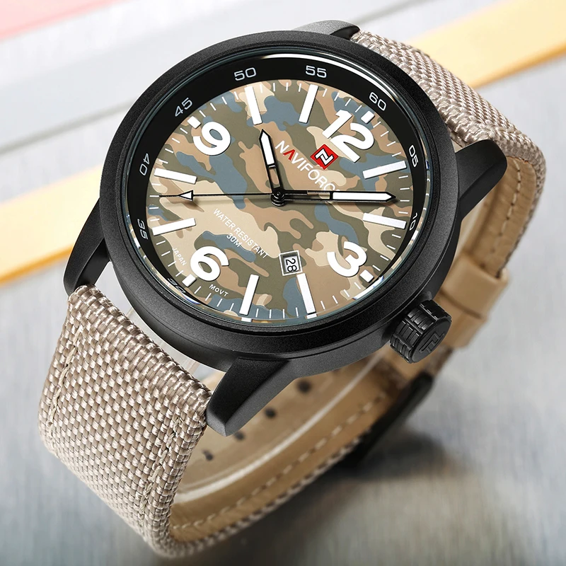 Часы NAVIFORCE мужские кварцевые спортивные армейские модные повседневные