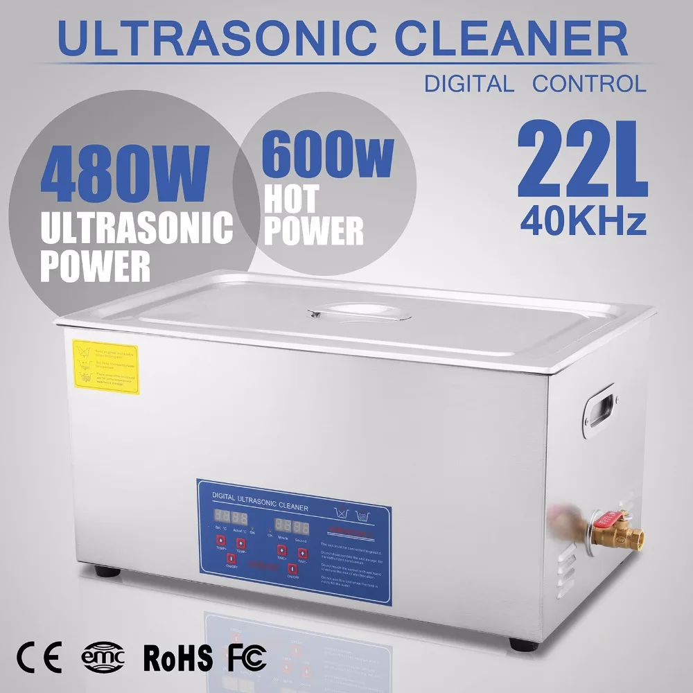 

Vevor Professional Stainless Steel 22 L Liters 1080W Digital Ultrasonic Cleaner Heater Timer