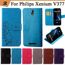 Чехол-книжка для Philips Xenium V377, чехол, Роскошный кошелек из искусственной кожи, слот для карт, подставка для Philips V377, чехол, чехол с ремешком
