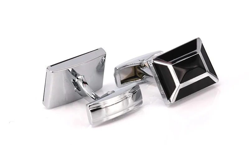 C-MAN Luxury French Cufflinks for mens Jewelry Hot Sale Square Brand Black pyramid Fashion Cuff Links Wedding Cufflinks