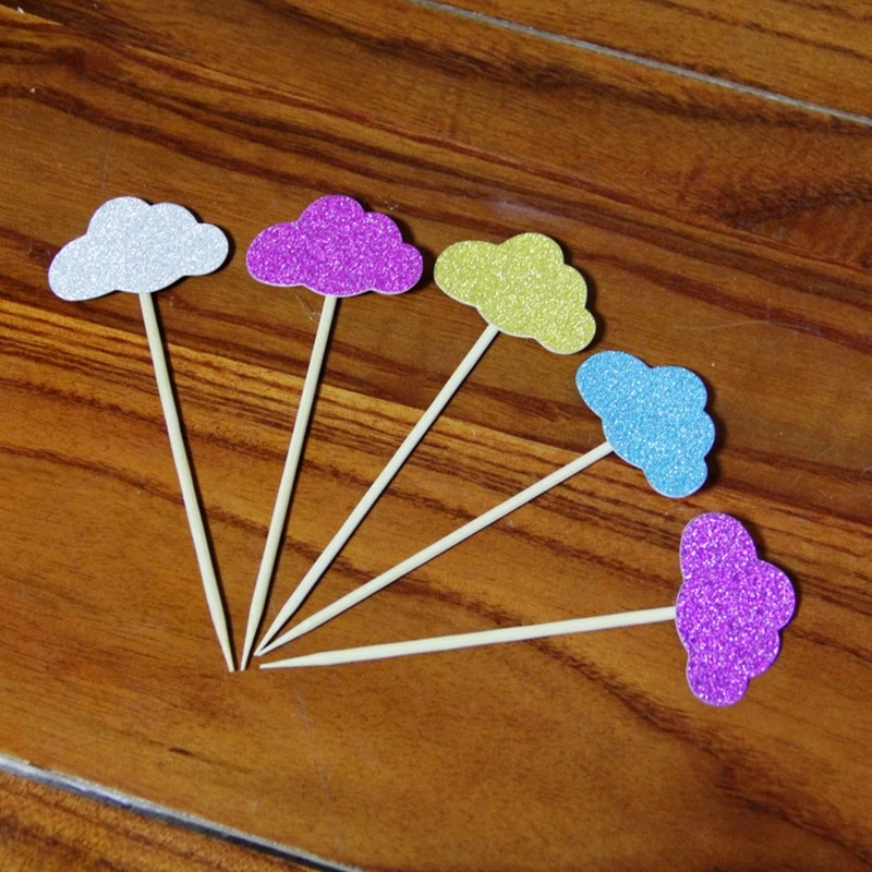 

5pcs/pack Paper Cloud Cake Topper Insert Cupcake Toppers Cake Party Supplies Birthday Wedding Party Decoration