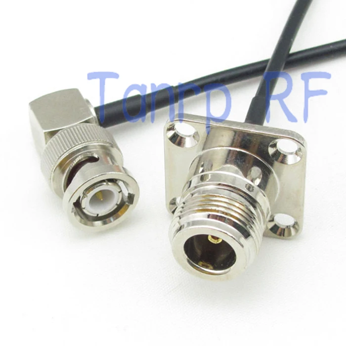 

8in N female with 4 hole panel to BNC male right angle RF connector adapter 20CM Pigtail coaxial jumper cable RG174 extension