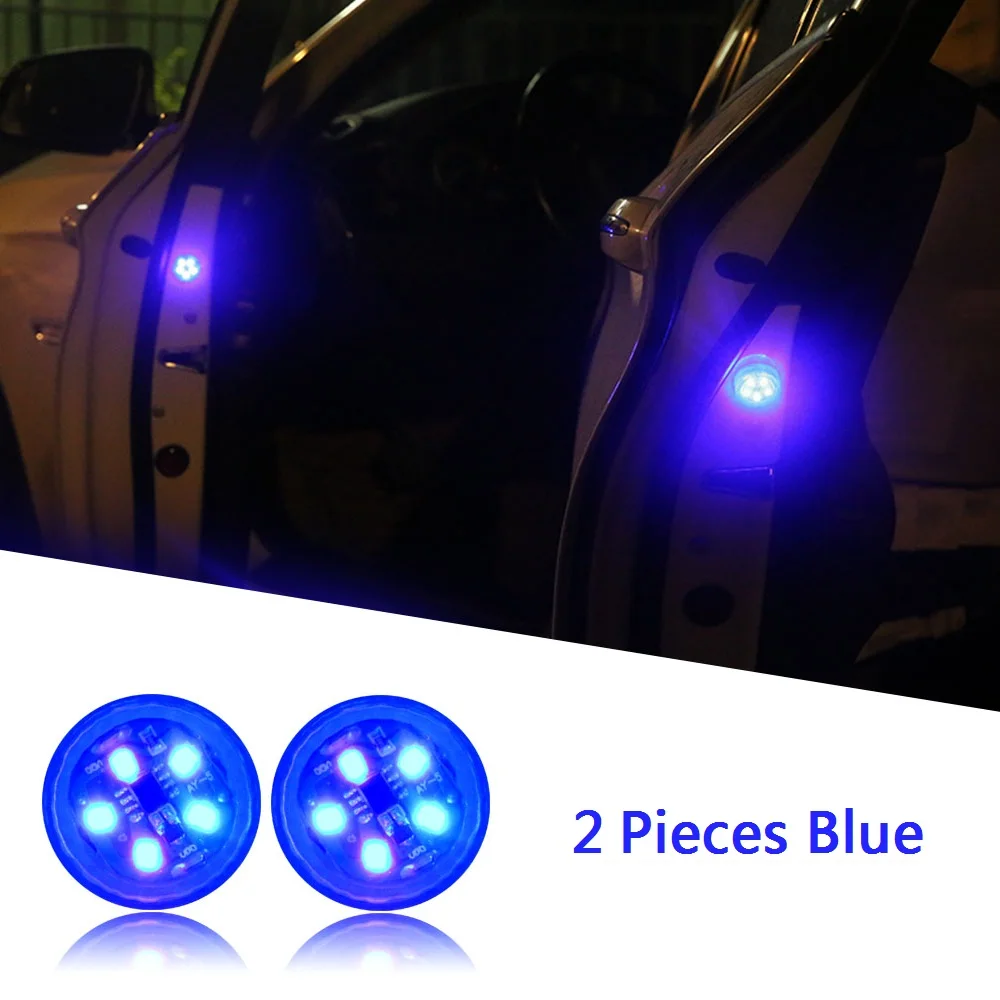 Беспроводной Автомобильный держатель для открывания дверей Предупреждение светильник светодиодный стробоскоп проблесковый маячок анти задние стоп сигналы, Collinsion индикатор светильник s сигнальная лампа - Испускаемый цвет: Blue - 2 pieces