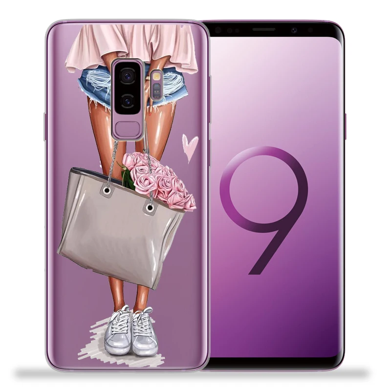 Модные женские туфли на высоком каблуке с цветами для samsung Galaxy S9 S8 S10 Plus S7 S6 Edge S10 Lite Note 8 9 Мягкий ТПУ чехол Etui - Цвет: 04