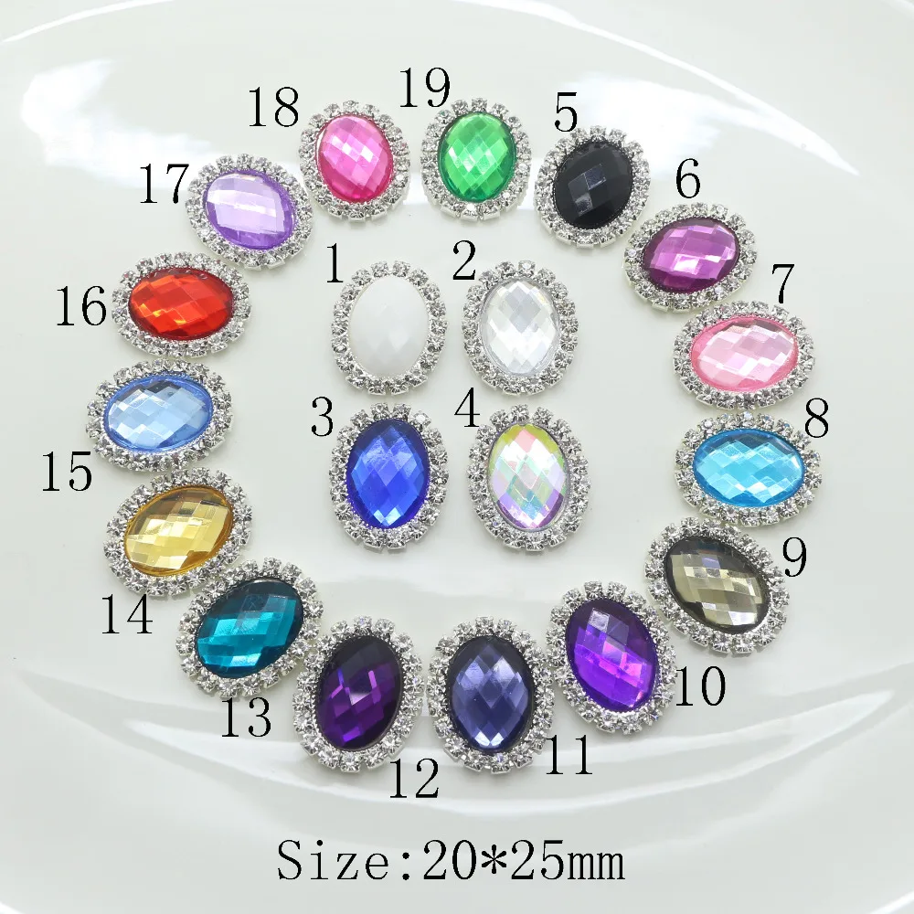 

Free shipping 100Pc 20X25mm oval colorful Acrylic rhinestone Wedding Invitations Decorative crafts Buttons clothing scrapbooking