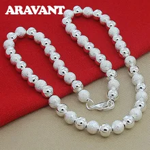 925 Jewelry Beaded Necklaces For Women Men Unisex Fashion Silver Plated Jewelry unisex necklaces 925 silver lobster clasp necklaces for women men fashion jewelry