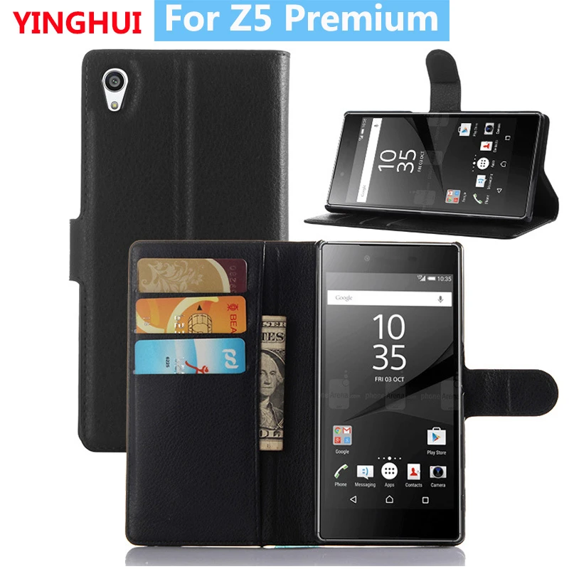 Para Sony Z5 Funda de cuero Premium para Sony Premium estilo de libro cartera con ranura para tarjeta soporte PU funda protectora de teléfono|Fundas antigolpes para teléfono| - AliExpress