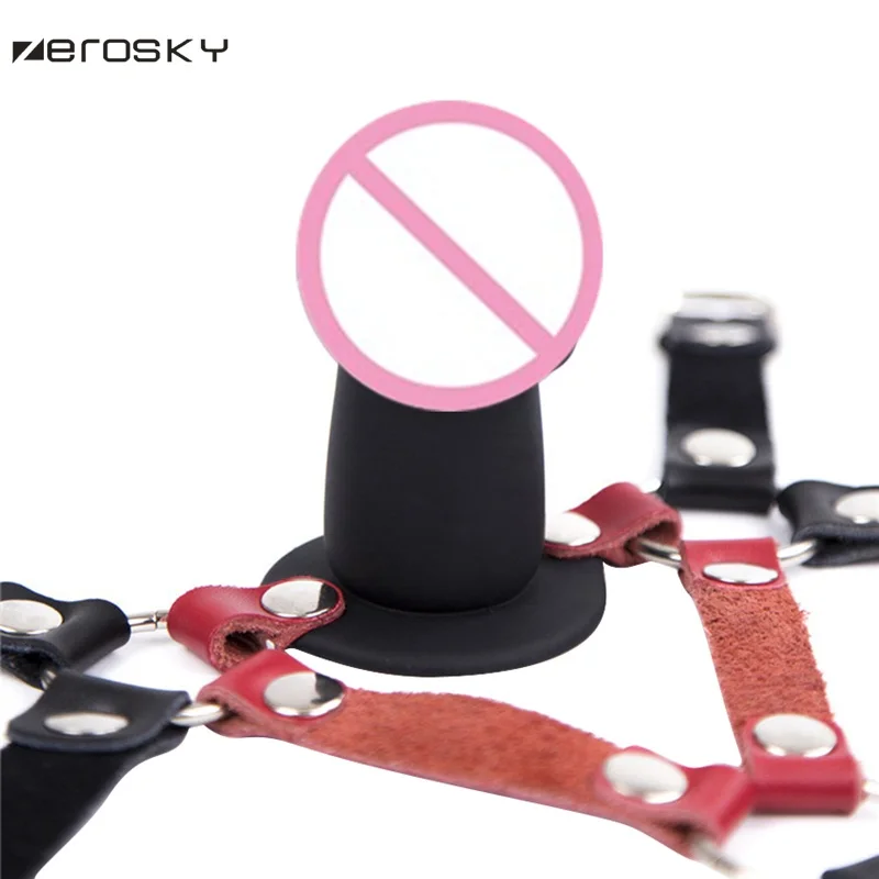 Zerosky Fetish Bondage Open Mouth Bite Silicone Penis Plug Dildo Gag Adult Sex Toys For Woman Couples Slave Game | Красота и здоровье