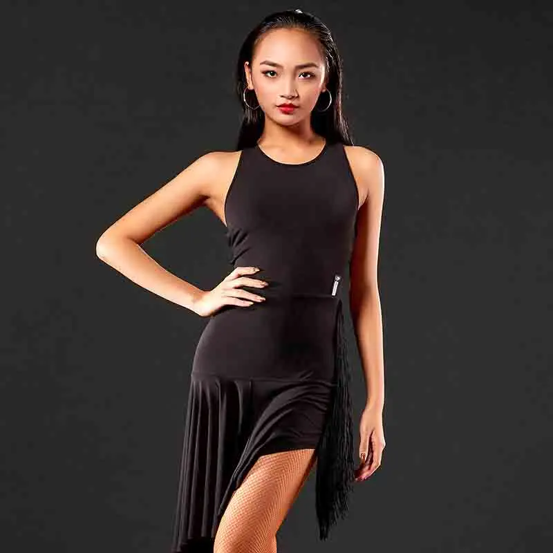 Сексуальное платье для латинских танцев, женское платье для сальсы, Танго, румбы, Фламенго, бальные костюмы для латинских танцев, костюмы для выступлений, DQS1198 - Цвет: black