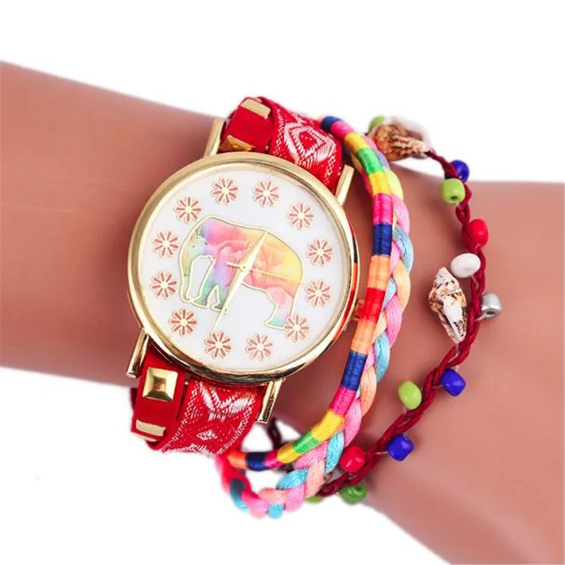 Fashion Women Elephant Pattern Knitting Dial Quartz Casual Wrist Watch Bracelet Watch Wrist Watch Relogio Feminino #2AP27 (5)