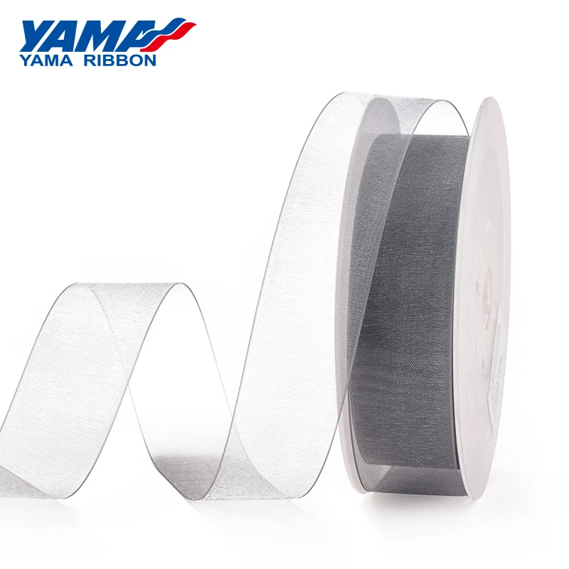 

YAMA 1/4 inch 6mm Black White Red Color Solid Color Sheer Organza Silk Ribbon for Gift Package Wedding Decoration 400yards/lot