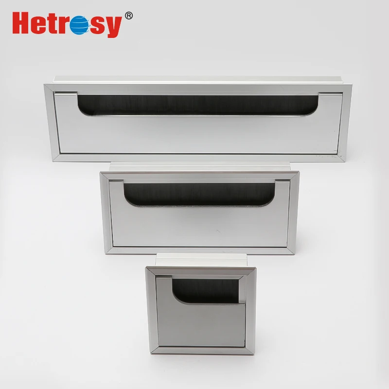 Hetrosy Büro Hardware Matt Schwarz Rechteck Draht Kabel Tülle Aluminium Quadratischen Tisch Schreibtisch Tülle mit Mehrere Größen